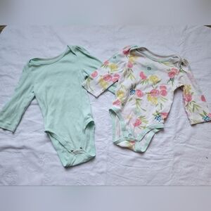 Cloud Island Mint and Floral Bodysuit Set
